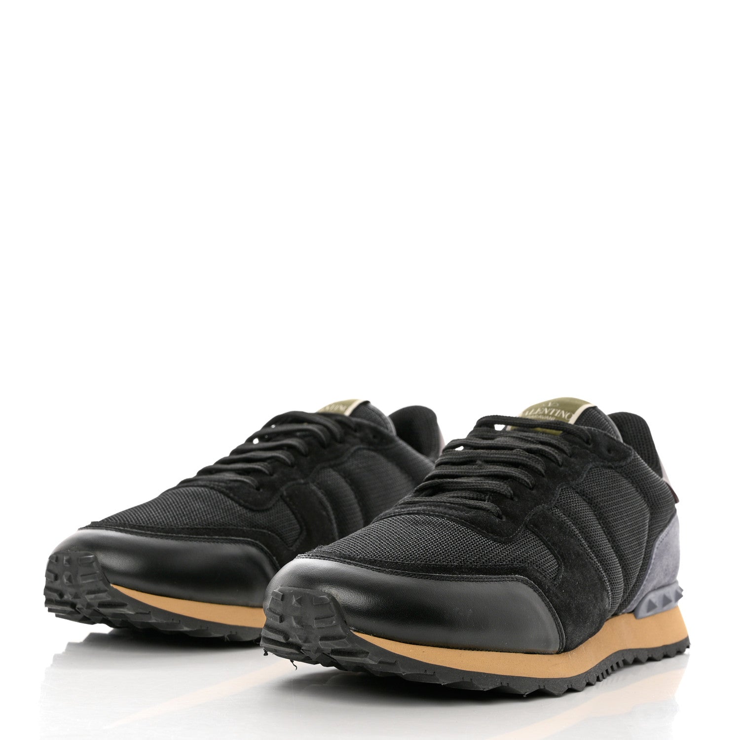 Valentino Garavani Suede Nylon Camouflage Soul Rockstud Sneakers 45 Black Grey 3 of 11