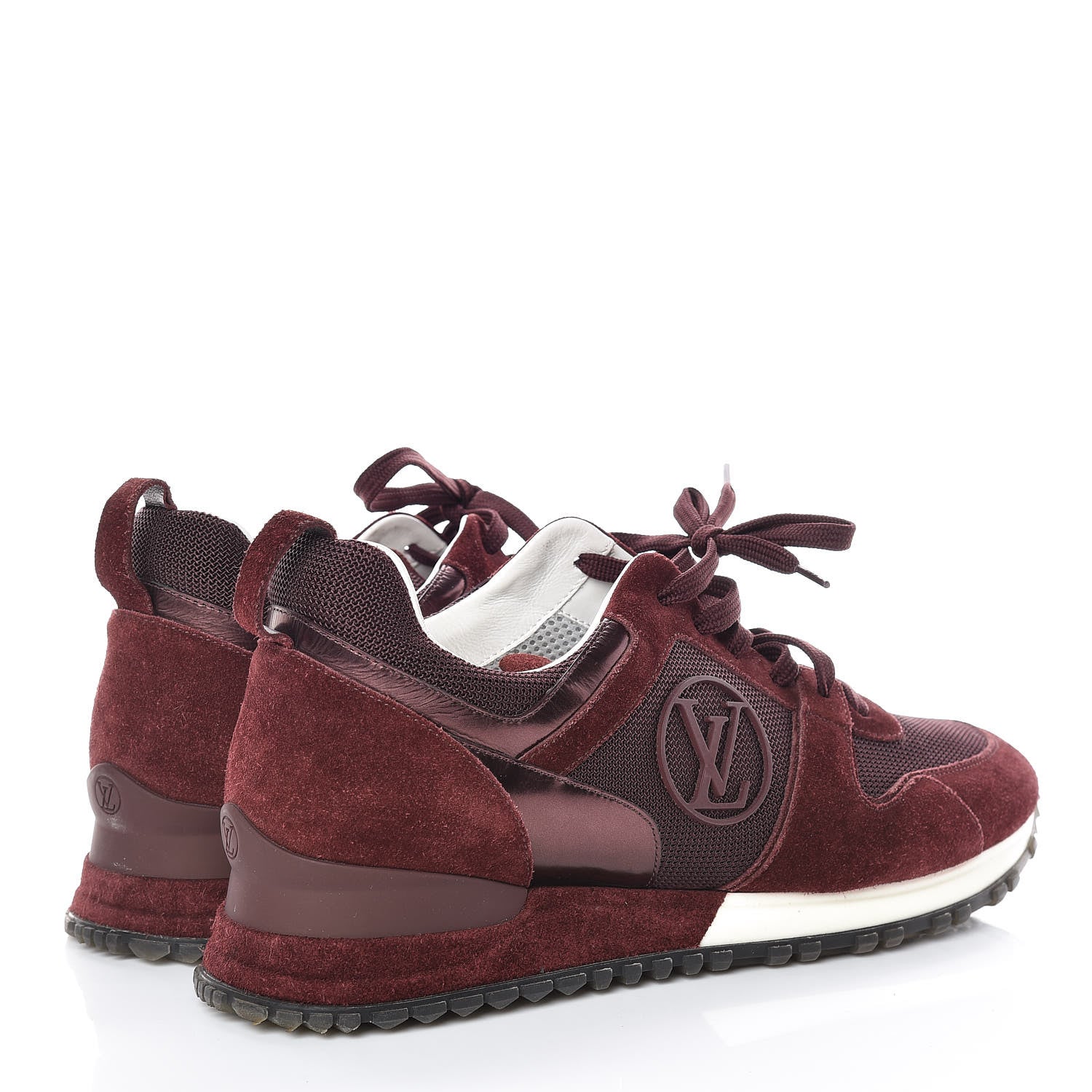 Louis Vuitton Suede Calfskin Run Away Sneakers 40 Burgundy 4 of 9