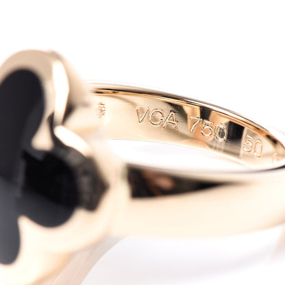Van Cleef & Arpels 18K Yellow Gold Black Onyx Pure Alhambra Ring 50 5.25 5 of 7