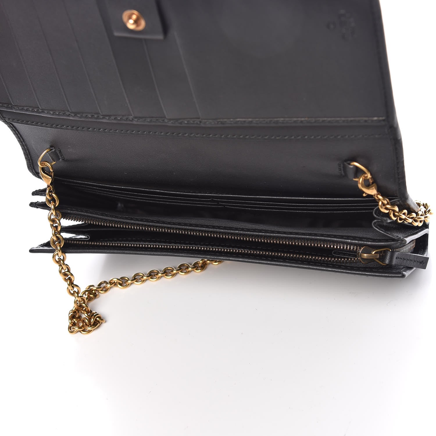 Gucci Calfskin Interlocking G Chain Wallet Black 5 of 12