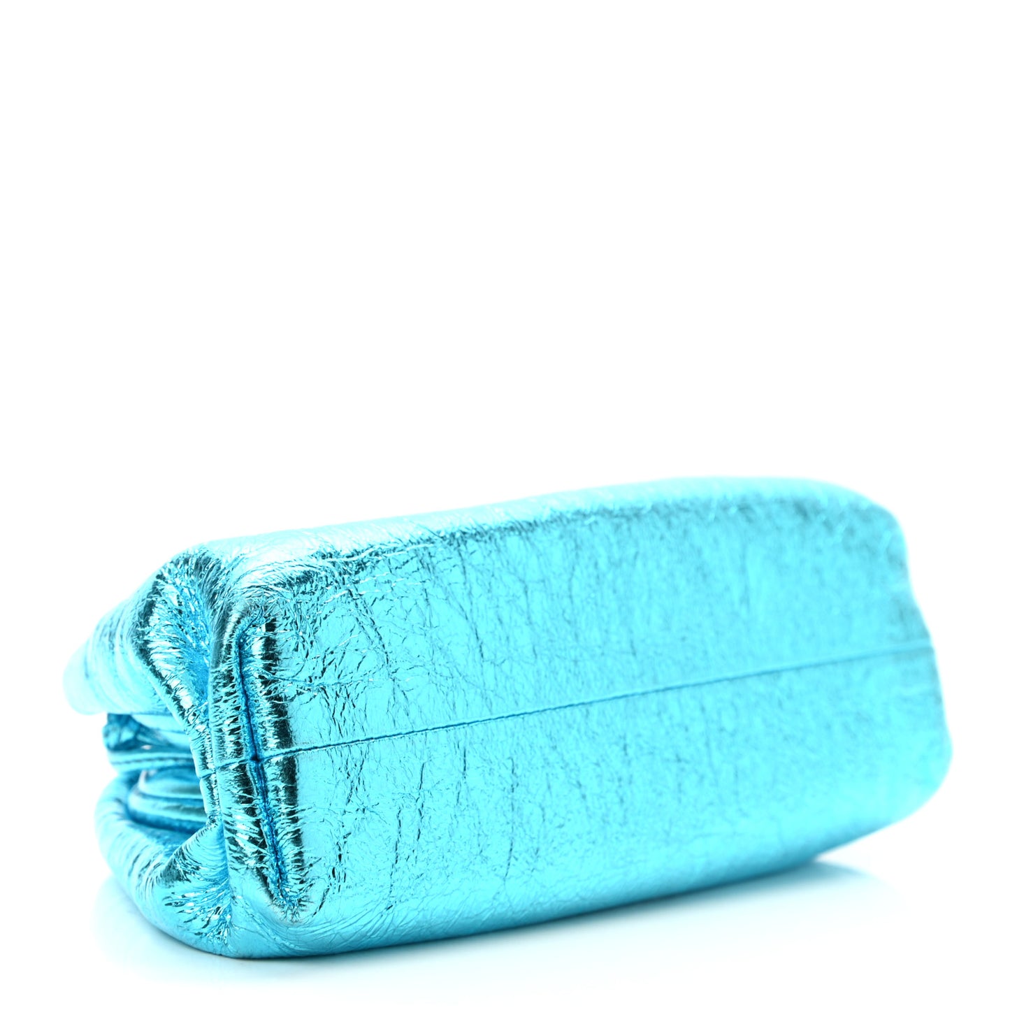 Metallic Crushed Calfskin The Mini Pouch Sky Blue