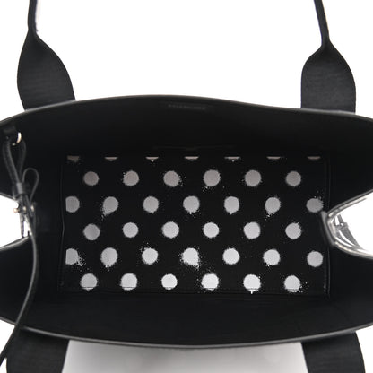 Balenciaga Cotton Canvas Spray Polka Dot S Navy Cabas Black White 6 of 11
