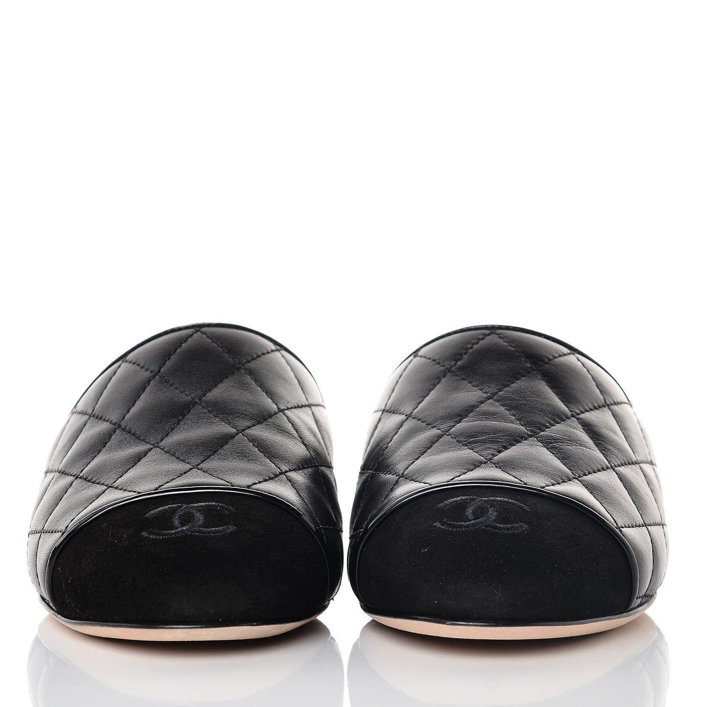 Lambskin Kid Suede Quilted Mules 36 Black