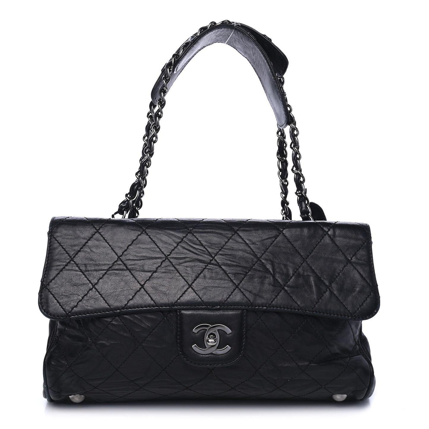 Lambskin Quilted Ritz Flap Bag Black
