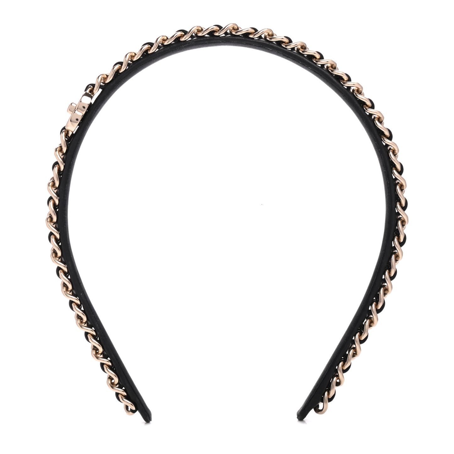 Metal Lambskin Chain CC Headband Black Gold