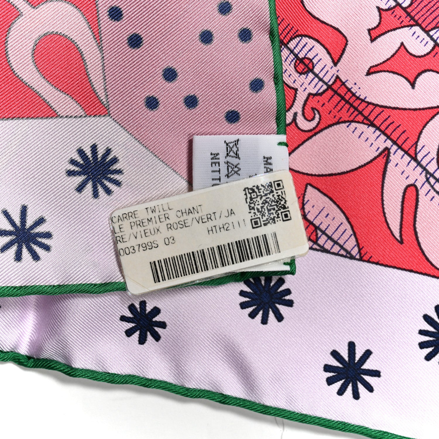 Hermes Silk Le Premier Chant Scarf 90 Vieux Rose Vert Jaune 2 of 5