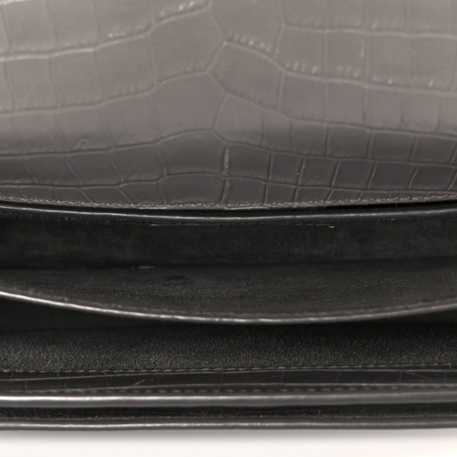 Saint Laurent Calfskin Crocodile Embossed Medium Monogram Sunset Fog 5 of 11