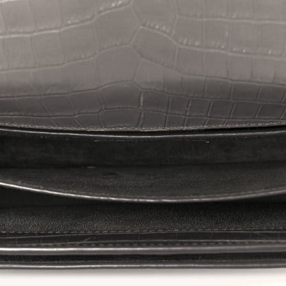 Saint Laurent Calfskin Crocodile Embossed Medium Monogram Sunset Fog 5 of 11