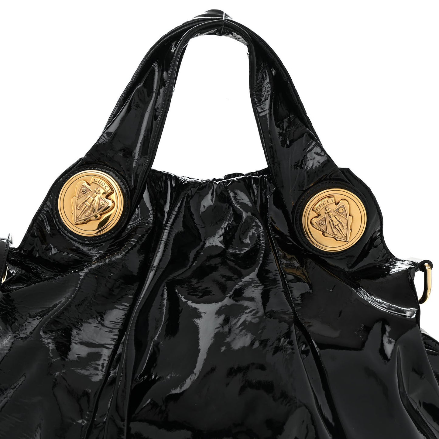 Patent Large Hysteria Top Handle Bag  Black