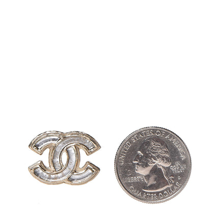 Chanel Enamel CC Earrings Grey Gold 2 of 7