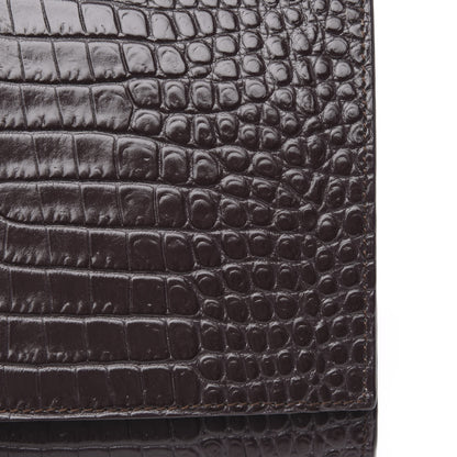 Saint Laurent Calfskin Crocodile Embossed Medium Classic Monogram Kate Tassel Satchel Amaranto 10 of 10
