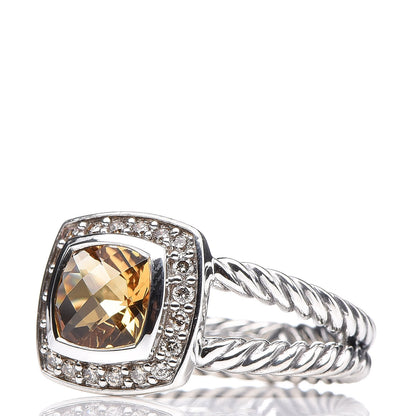 David Yurman Sterling Silver Diamond Citrine 7mm Petite Albion Ring 52 6 3 of 5