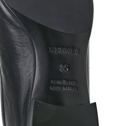 Hermes Goatskin Womens Paris Loafers 35 Black 6 of 8