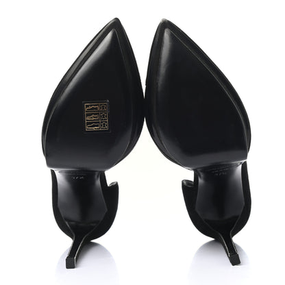 Saint Laurent Suede Janis 105 D'Orsay Pumps 37.5 Black 5 of 9