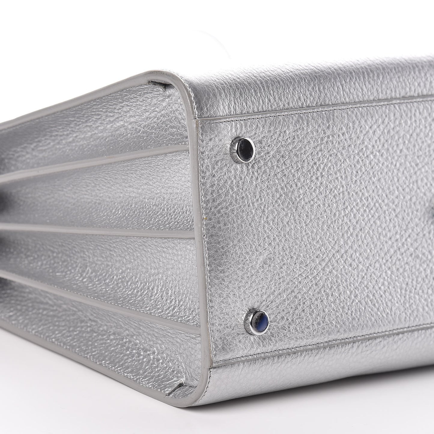 Metallic Calfskin Small Sac De Jour Silver