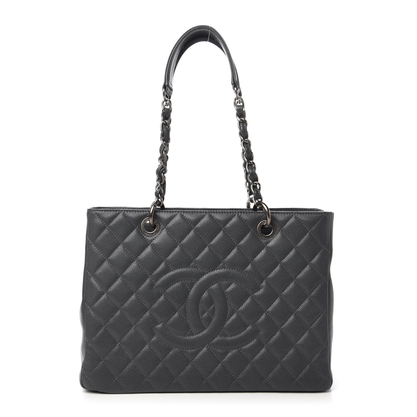 Caviar Quilted Grand Shopping Tote GST Dark Grey