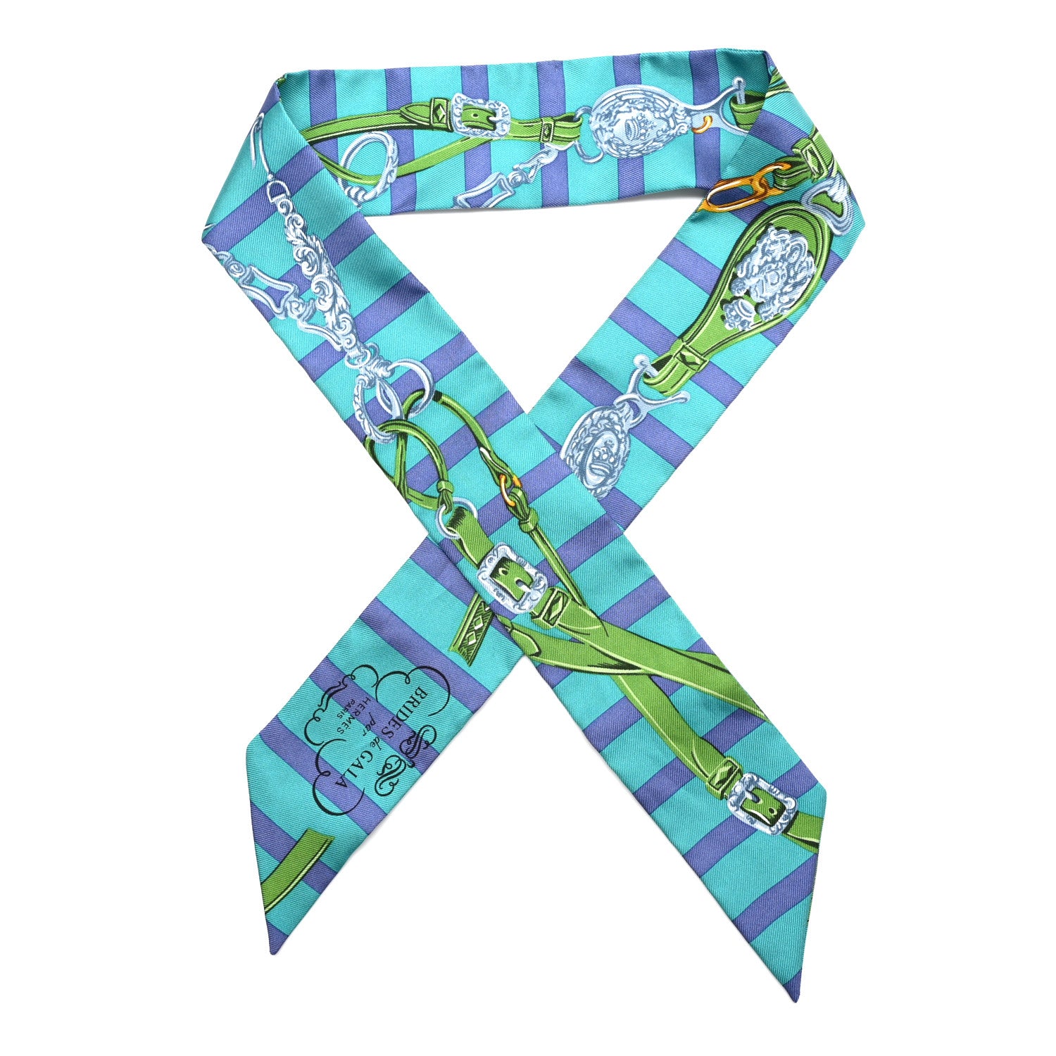 Hermes Silk Brides de Gala Bayaderes Twilly Turquoise Indigo Vert 1 of 4