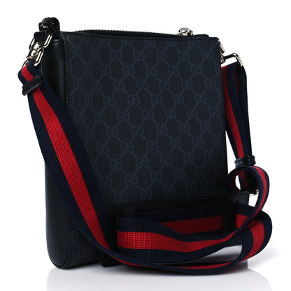 Gucci GG Supreme Monogram Web Small Flat Messenger Bag Black Grey 2 of 9