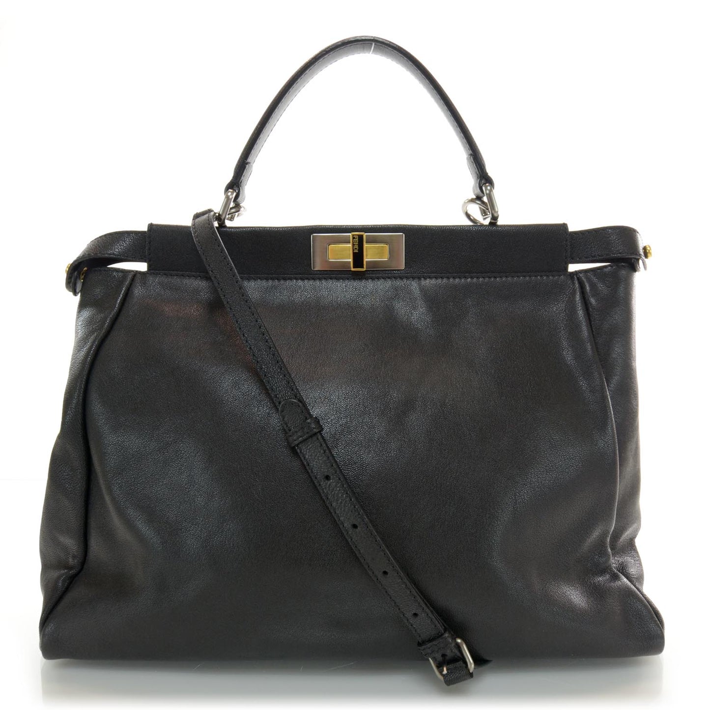 Goatskin Large Peekaboo Iconic Satchel Black Lampone