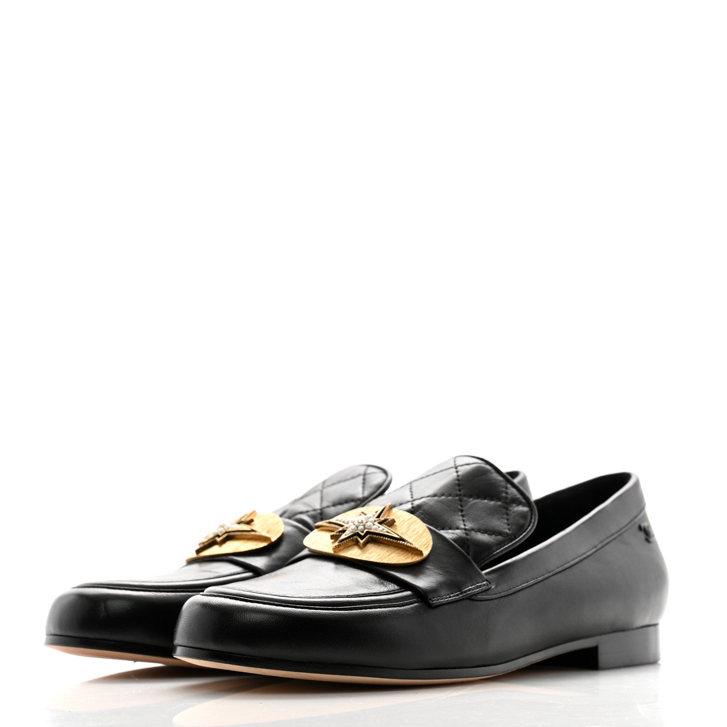 Chanel Lambskin Quilted Pearl Embellished Mocassin Loafers 35 Black 4 of 11