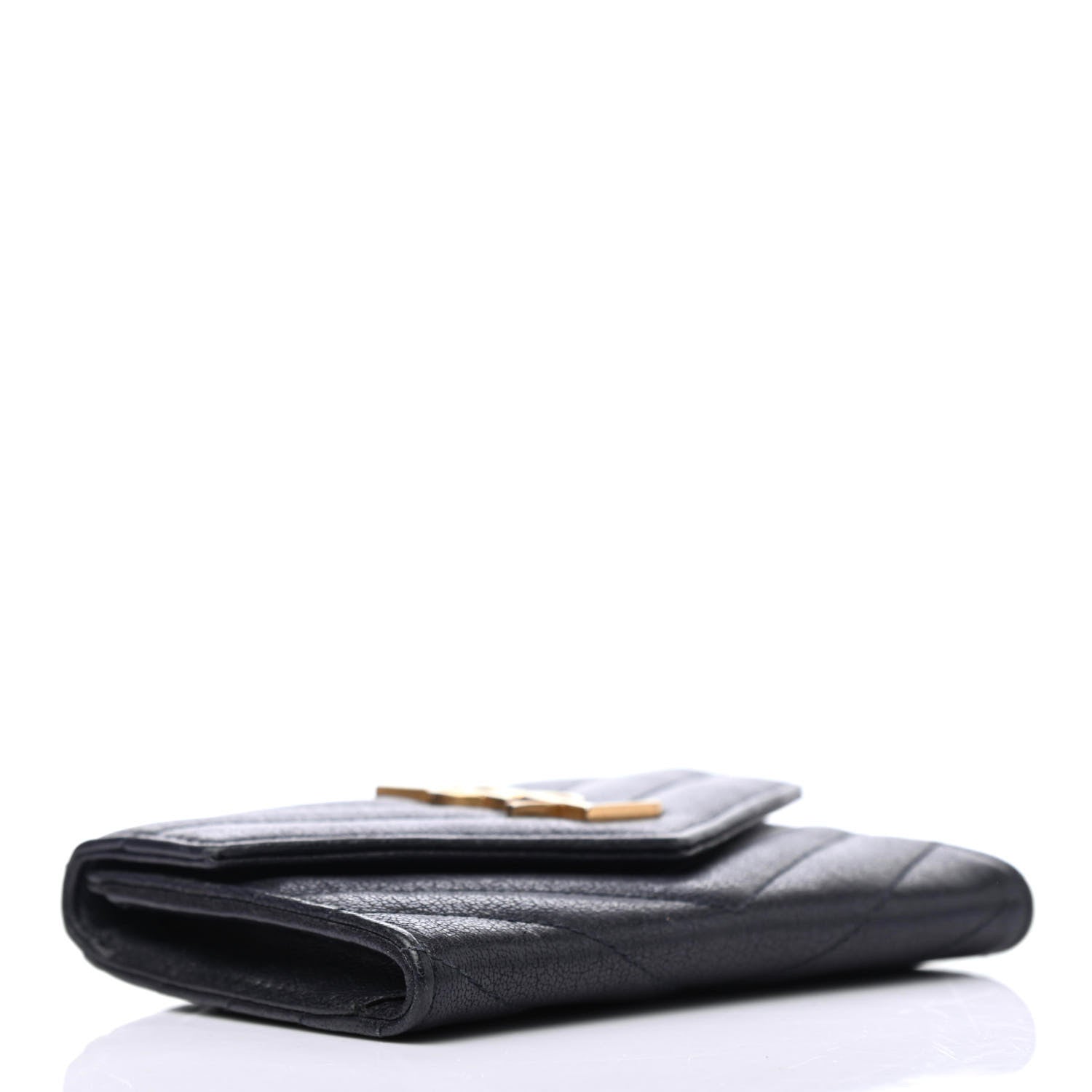 Saint Laurent Grain De Poudre Matelasse Chevron Small Monogram Envelope Wallet Deep Marine 3 of 4