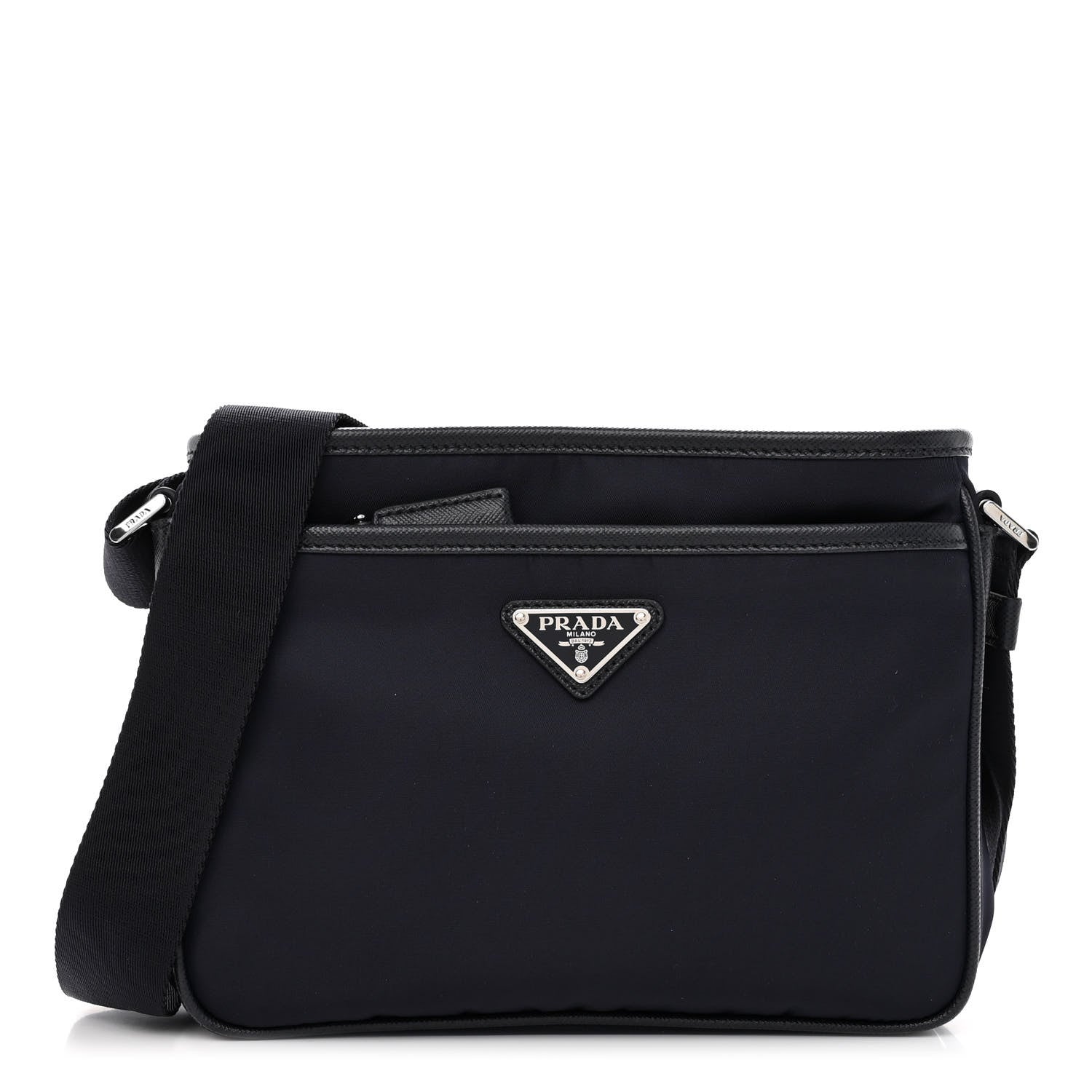 Prada Tessuto Nylon Saffiano Messenger Bag Blue 1 of 9