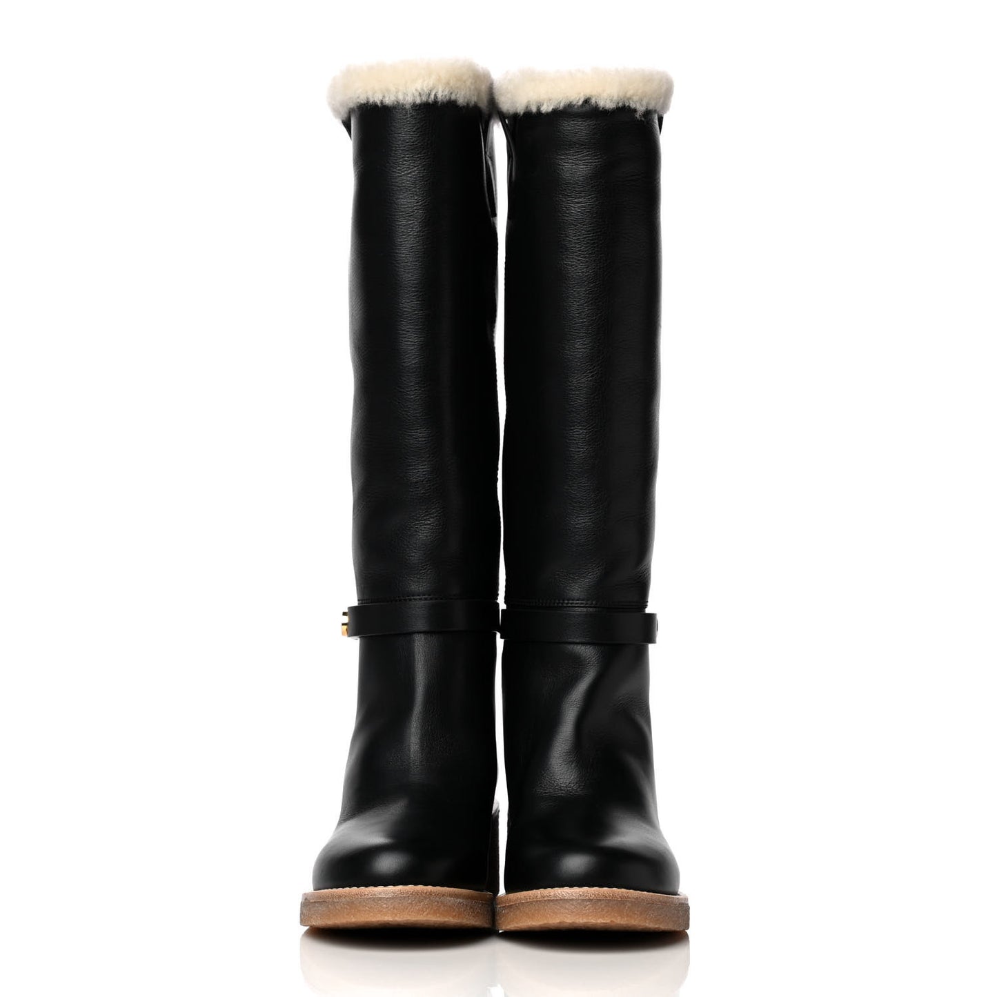Calfskin Shearling D-Furious Boots 37 Black