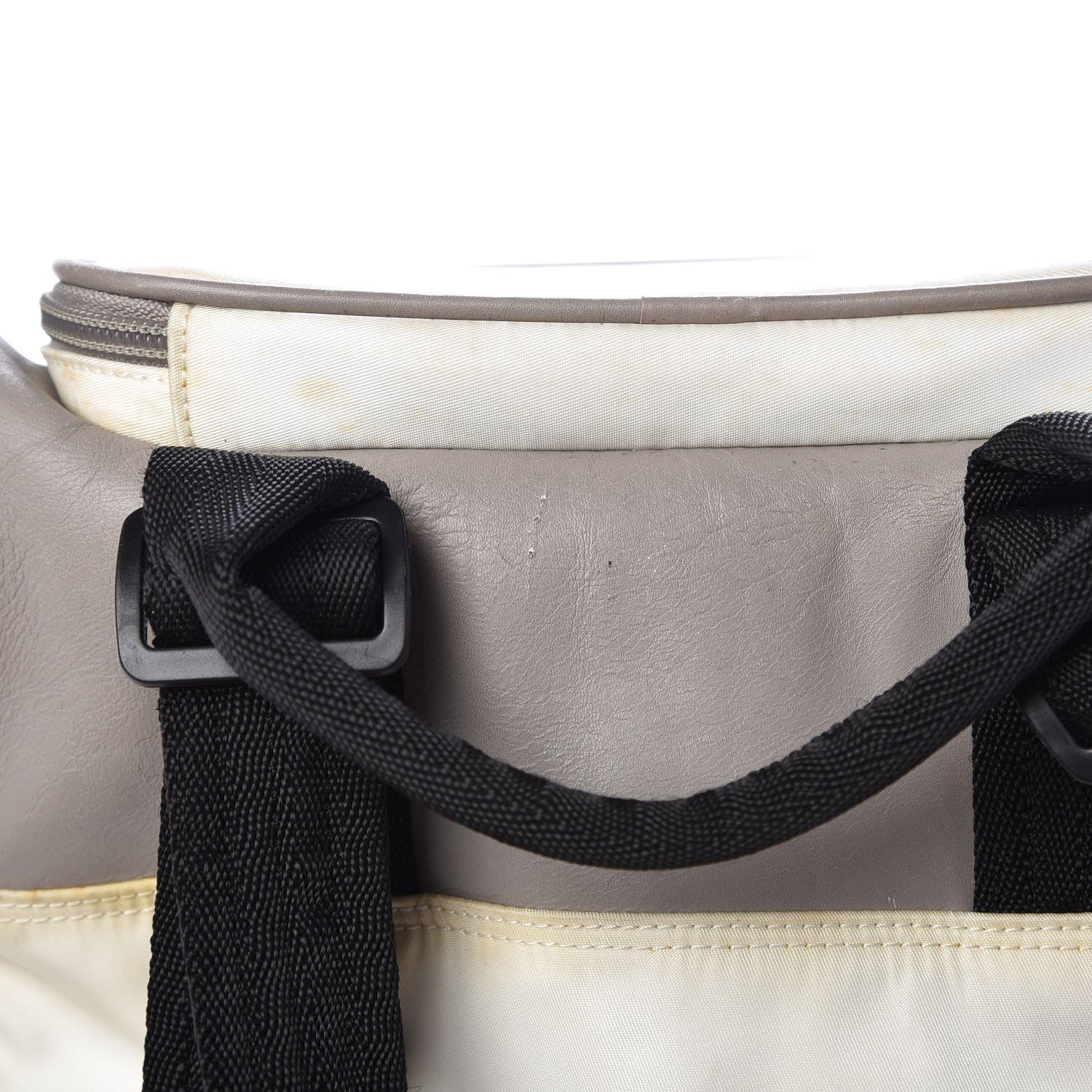 Chanel Nylon Calfskin CC Backpack White Gray 28 of 30