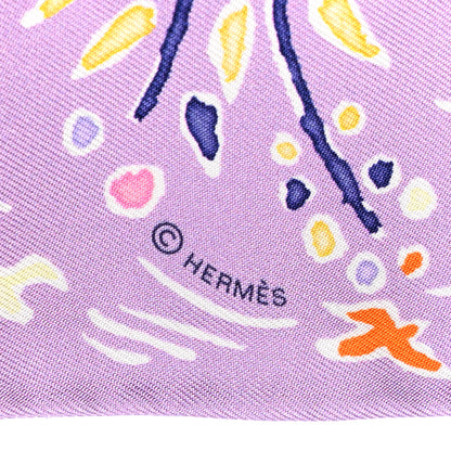 Hermes Silk Isola Di Primavera Twilly Lilas Orange Jaune 4 of 5