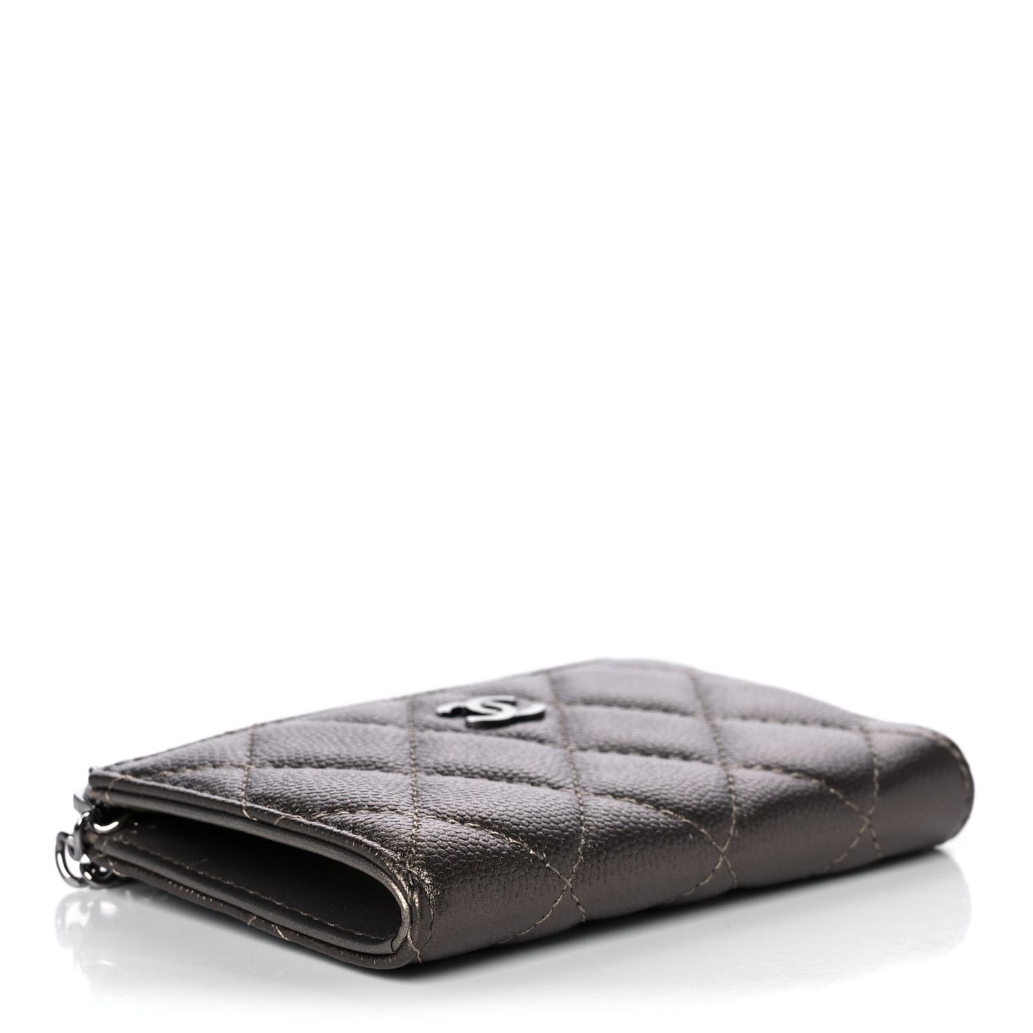 Metallic Caviar Quilted Key Holder Case Bronze