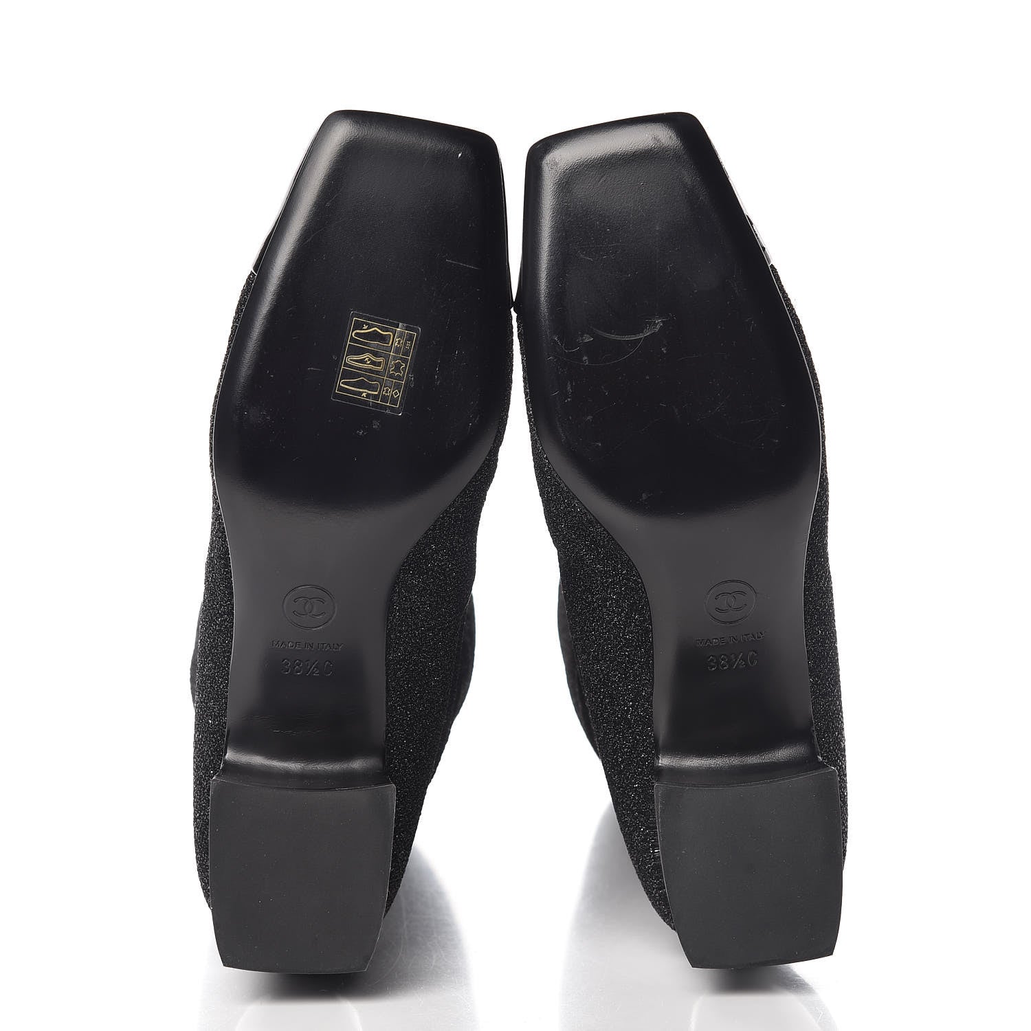 Chanel Glitter Patent Cap Toe High Boots 38.5 Black 5 of 8