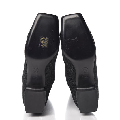 Chanel Glitter Patent Cap Toe High Boots 38.5 Black 5 of 8