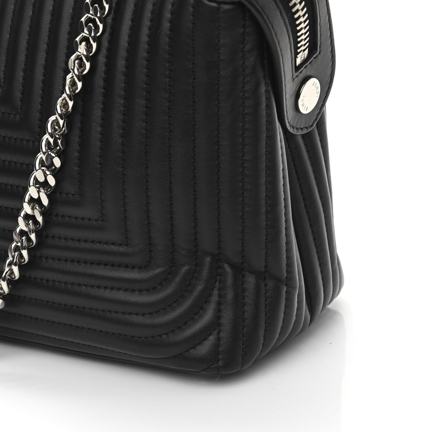 Shiny Nappa Trapuntata Chain Small DotCom Click Chain Satchel Black
