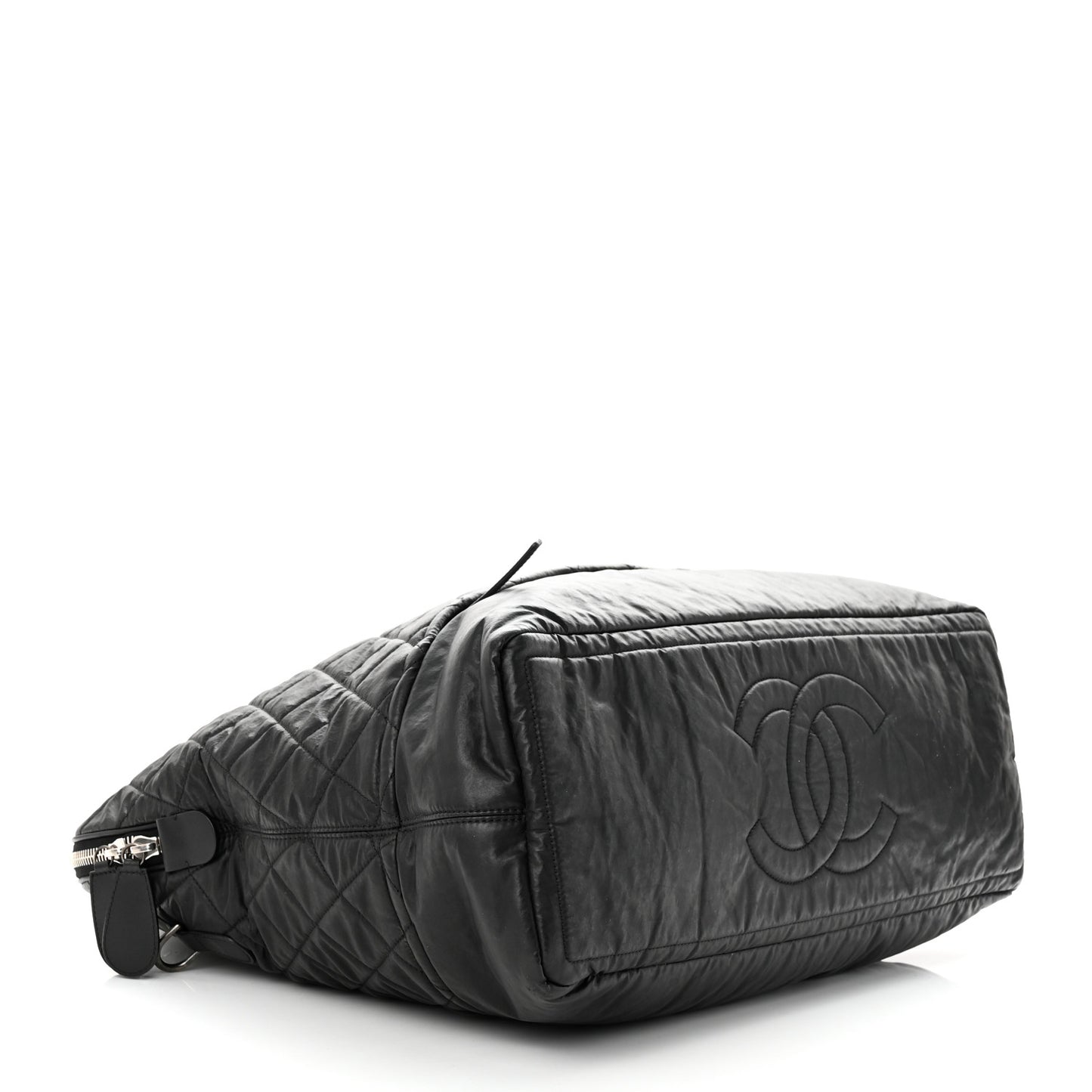 Coated Canvas Quilted Large Garment Travel Bag Black