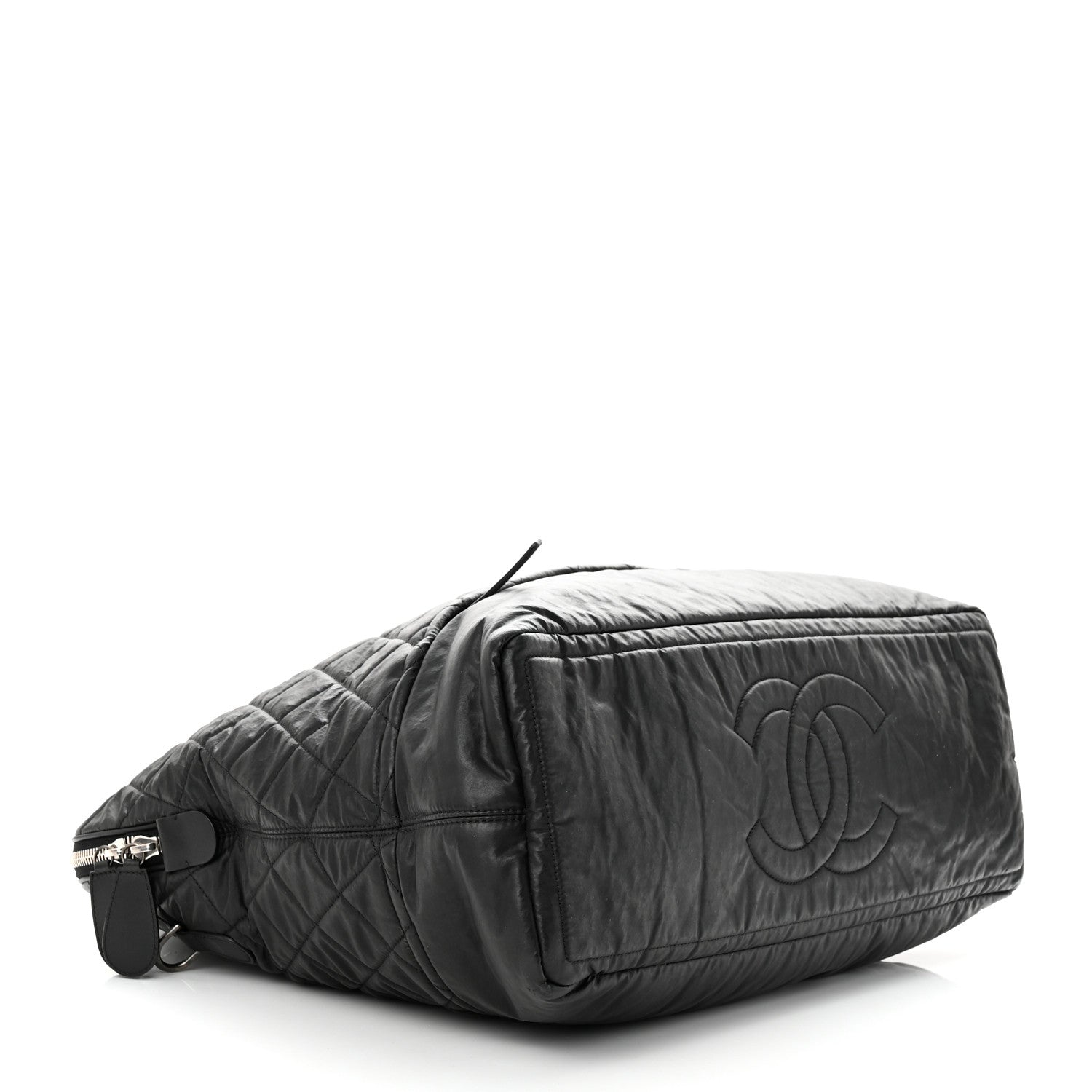Chanel Coated Canvas Quilted Large Garment Travel Bag Black 4 of 10