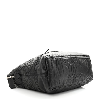 Chanel Coated Canvas Quilted Large Garment Travel Bag Black 4 of 10