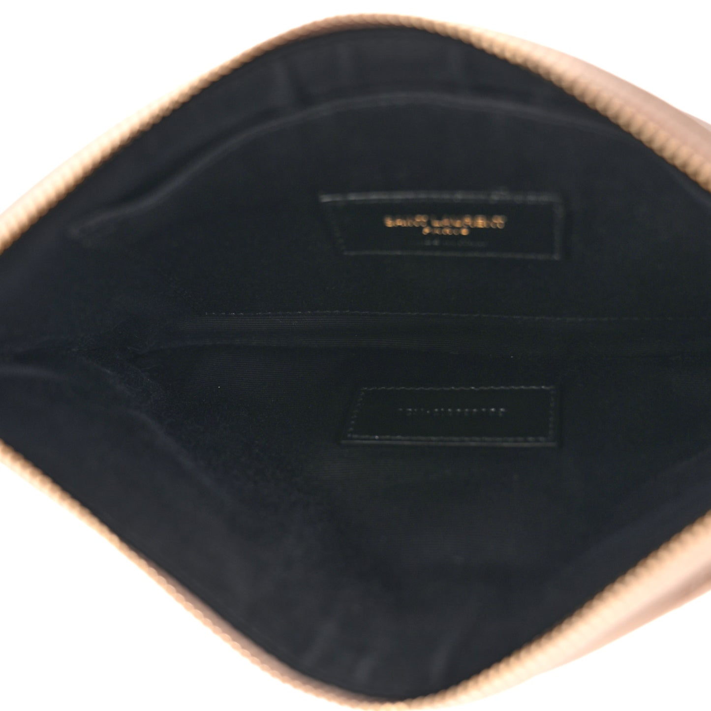 Grain De Poudre Chevron Monogram Large Bill Pouch Dark Beige