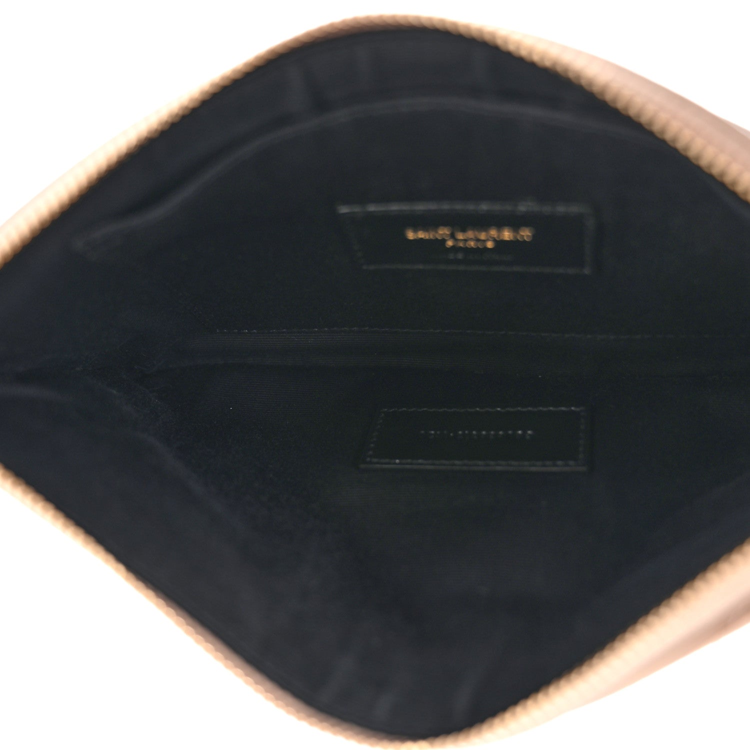 Saint Laurent Grain De Poudre Chevron Monogram Large Bill Pouch Dark Beige 5 of 14