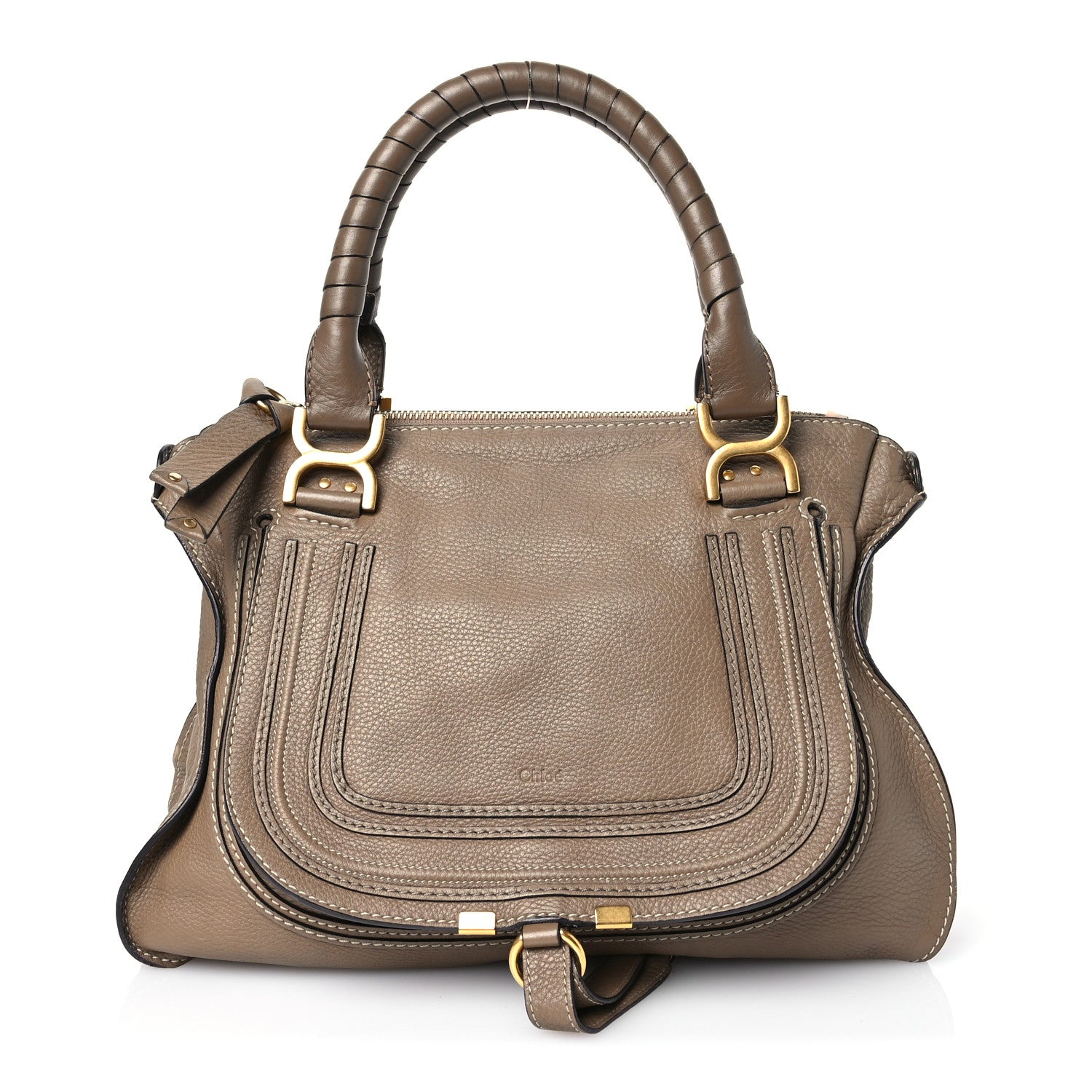 Chloe Calfskin Medium Marcie Saddle Shoulder Bag Motty Grey 1 of 15