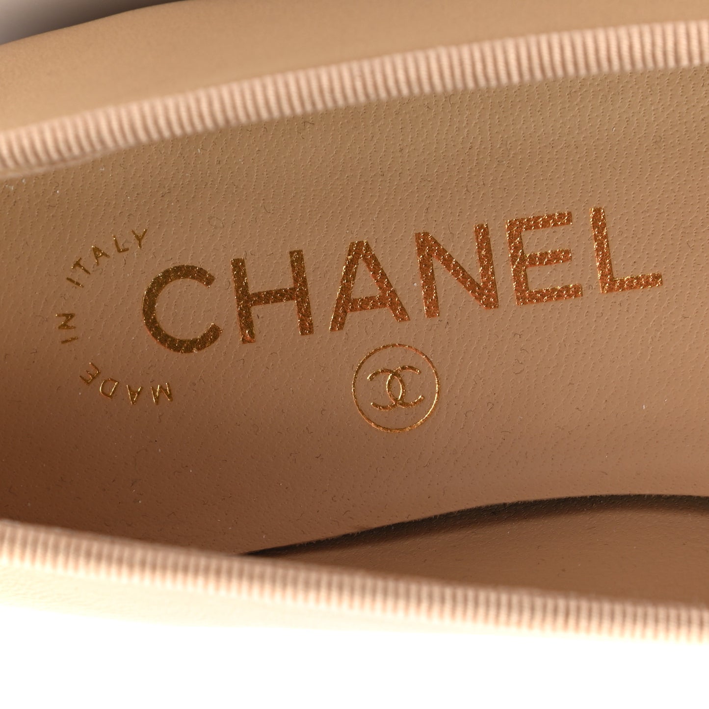 Lambskin Cap Toe CC Ballerina Flats 36.5 Beige