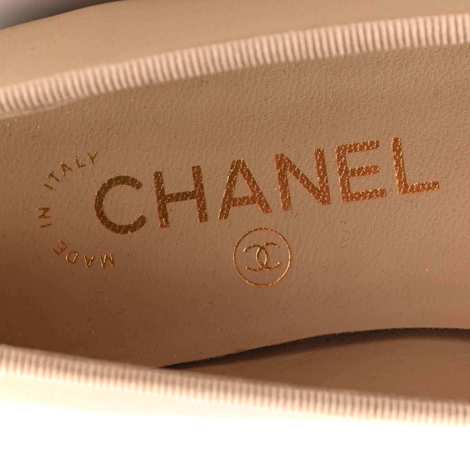 Chanel Lambskin Cap Toe CC Ballerina Flats 36.5 Beige 7 of 9