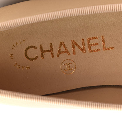 Chanel Lambskin Cap Toe CC Ballerina Flats 36.5 Beige 7 of 9