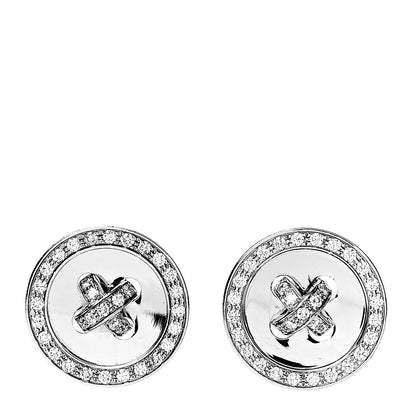 Van Cleef & Arpels 18K White Gold Diamond Boutonniere Button Earrings 1 of 6