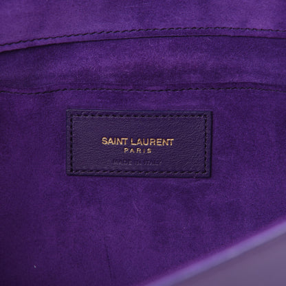 Saint Laurent Textured Calfskin Classic Y Ligne Clutch Purple 5 of 14
