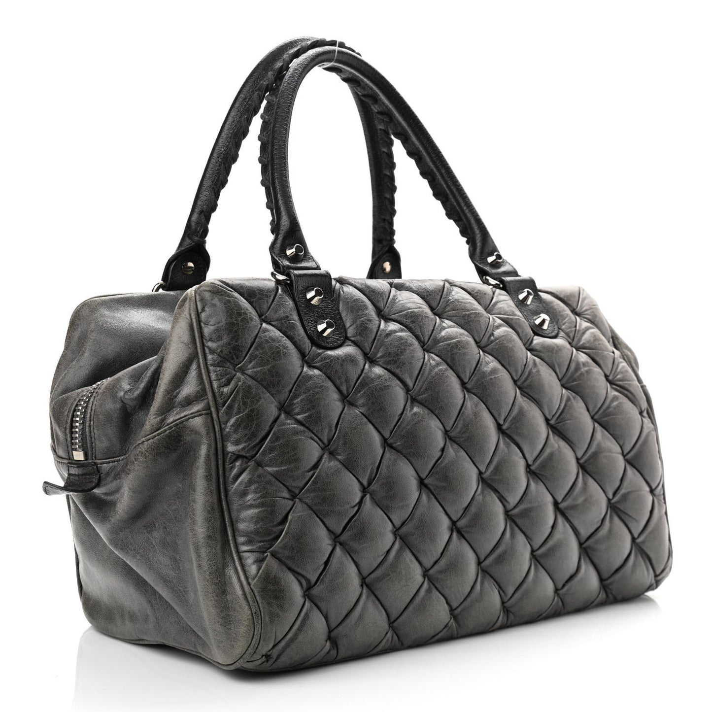 Chevre Quilted Matelasse MM Gris Fossile