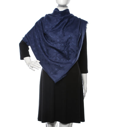Louis Vuitton Silk Wool Monogram Shawl Night Blue 2 of 4