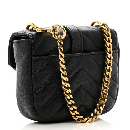 Saint Laurent Sheepskin Matelasse Chevron Monogram Mini College Bag Black 3 of 7