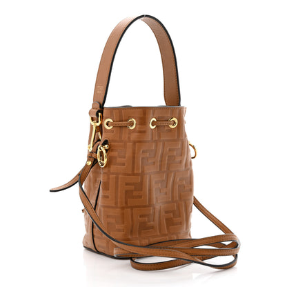 Fendi Vitello Cristallo Nature F is Fendi FF 1974 Embossed Mini Mon Tresor Bucket Bag Cuoio 3 of 10