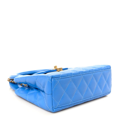 Chanel Shiny Aged Calfskin Quilted Nano Kelly Shopper Blue 3 of 9
