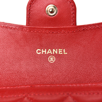 Chanel Lambskin Quilted Flap Card Holder Wallet Red 6 of 8